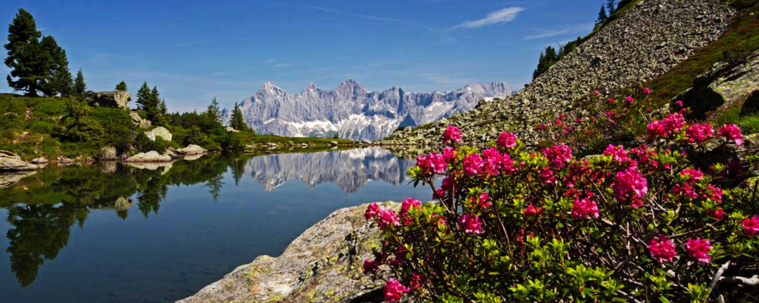 Der Mittersee (Spiegelsee) im oberen Ennstal an der Grenze der Steiermark zu Salzburg