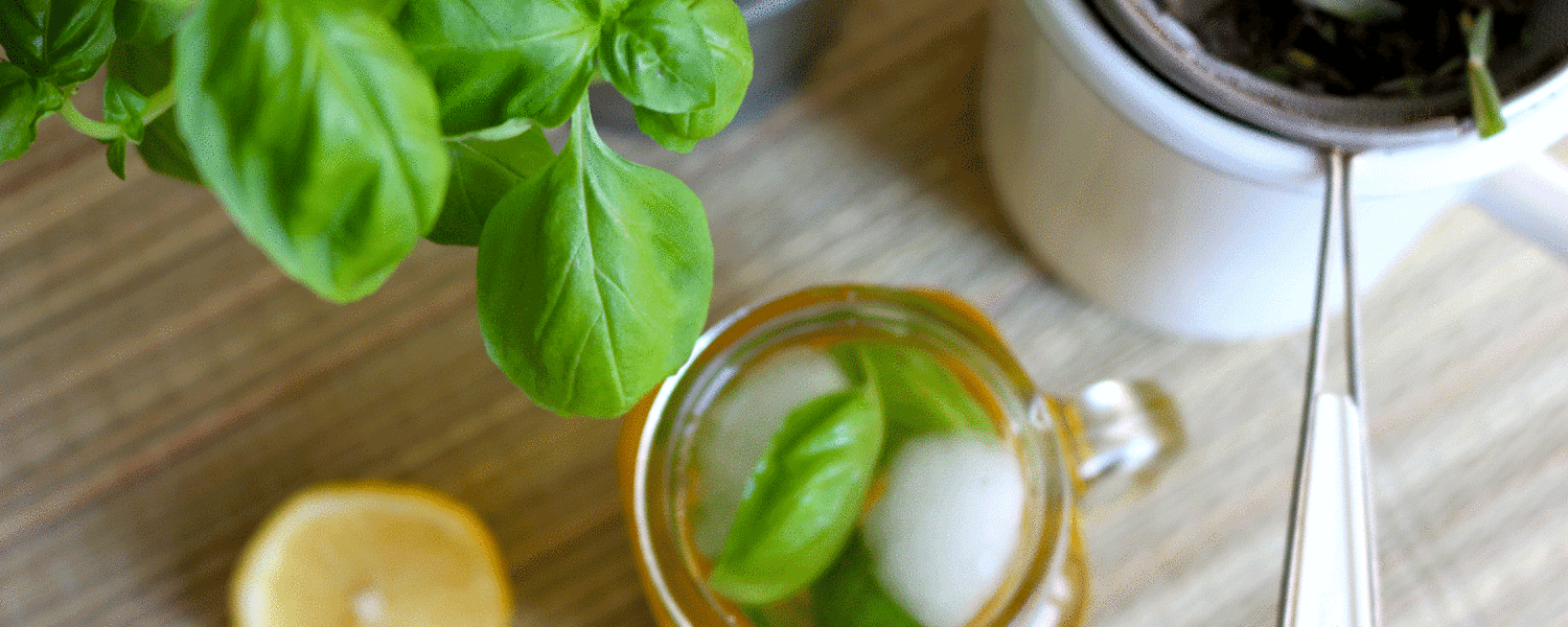 Selbstgemachter Eistee mit frischen Kräutern
