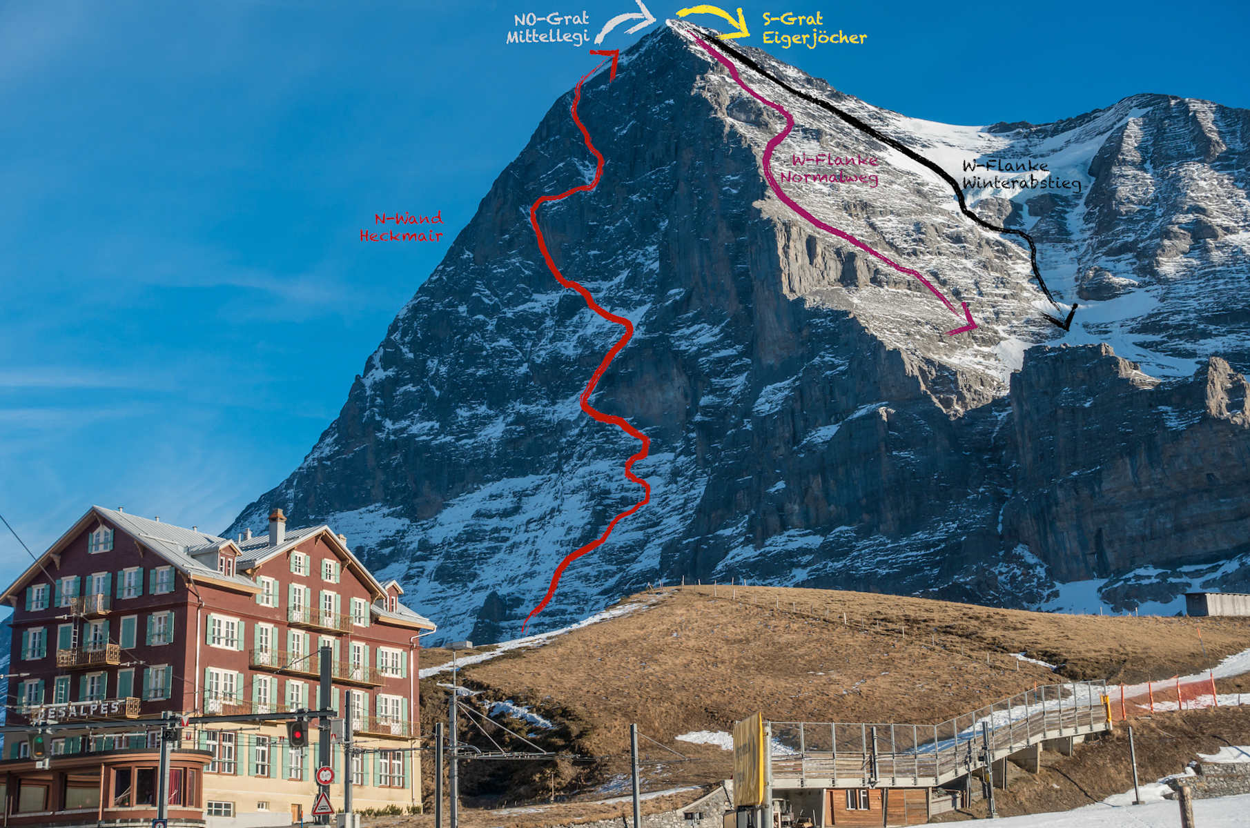 Berg- und Hochtouren: Eiger-Nordwand, Heckmair-Route - 20:00 h - 3 km -  Bergwelten
