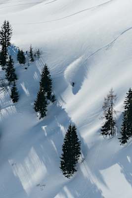 Wovon Freerider träumen: Offene und kupierte Hänge unterhalb des Hohen Mahdstein