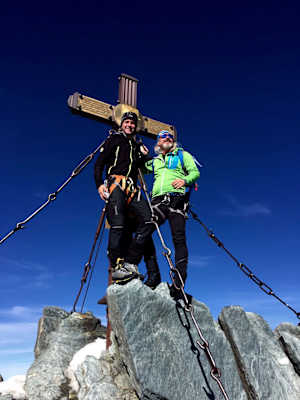 Helmut Ditsch und Toni Sauper am Gipfel des Großglockners nach der Begehung des Nordwestgrats