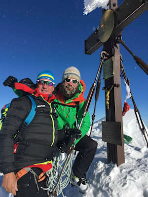 Franz Klammer und Alpinist Stephan Keck bei der Glockner-Besteigung im Winter