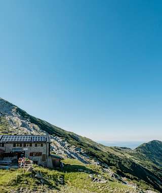 Die Weilheimer Hütte auf 1.946 m Höhe