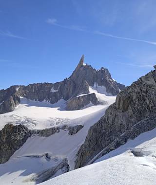 Der Dent du Géant ist von weit her sichtbar