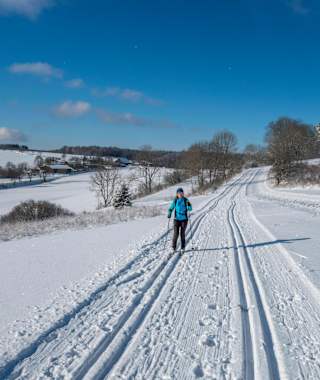 Bereits zu Beginn der Raichbergloipe genießen wir eine weite Sicht