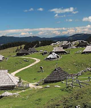 Almhütten auf der Velika Planina.