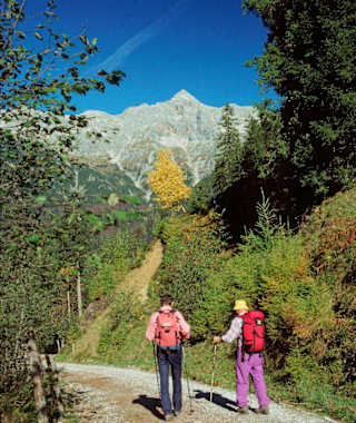Von Rohrmoos zur Lechneralm. Im Hintergrund die Schönfeldspitze.