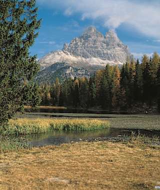 Ein Kleinod nahe Misurina. Der Lago d’Antorno mit den Drei Zinnen.