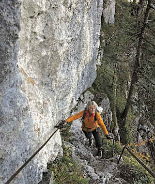 Am Wasserfallweg sind alle exponierten Passagen grundsätzlich gesichert.