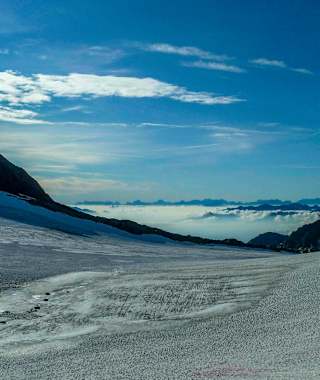 Querung auf dem Übeltalferner zum Becherhaus.