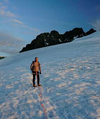 5:40 Uhr: Links hinten sieht man noch die Marco e Rosa Hütte