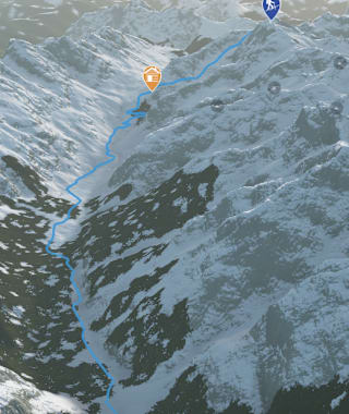 3-D-Ansicht der Skitour zur Birkkarspitze