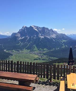 Blick von der Grubigsteinhütte zur Zugspitze