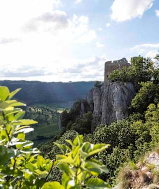 Blick auf die Burgruine Reussenstein