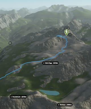 3-D-Ansicht der Wanderung Chaiserstock von der Lidernenhütte