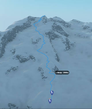 3-D-Ansicht der Skitour Dufourspitze über den Silbersattel