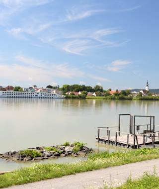 Blick Richtung Pöchlarn von Donaulände in Klein-Pöchlarn