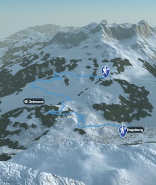 3-D-Ansicher der Winterwanderung Engelberg - Ristis