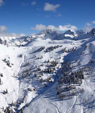 Der Loosbühel mit der Loosbühelalm von oben