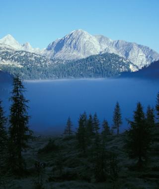 Der Funtensee im Morgennebel