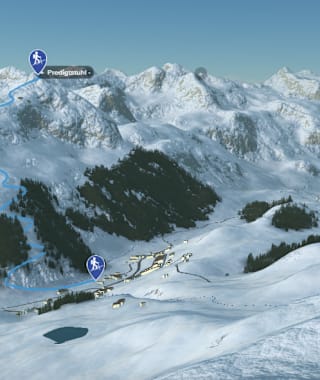 3-D-Ansicht der Skitour auf das Gamsspitzl