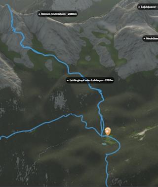 3-D-Ansicht der Wanderung auf das Große Teufelshorn