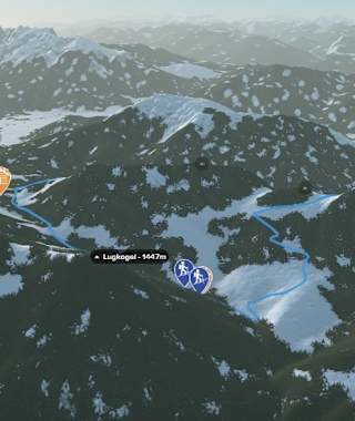 3-D-Ansicht der Skitour Karleck