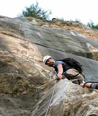 Auf der Route B des Klettersteiges Schweifinen