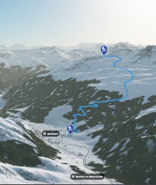 3-D-Ansicht der Skitour auf das Mittagshorn