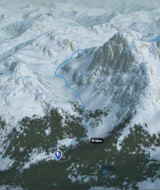 3-D-Ansicht der Skitour Piz Paradisin vom Rifugio Saoseo