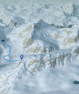 3-D-Ansicht der Skihochtour auf den Piz Surgonda von der Jenatschhütte