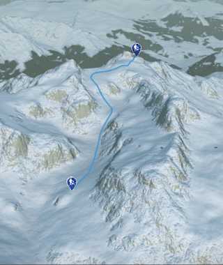 3-D-Ansicht der Skitour Piz d'Err von der Jenatschhütte