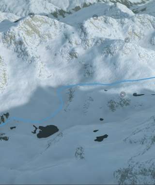3-D-Ansicht der Skitour Pizzo della Valle vom Rifugio Saoseo