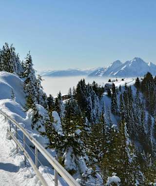 Traumhafte Aussichten bei der Winterwanderung am Rigi