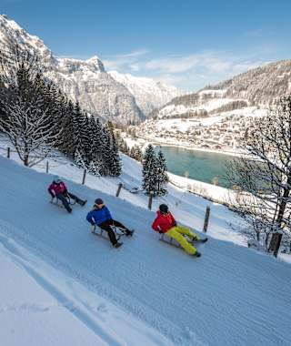 Rodelaction auf der Gerschnialp