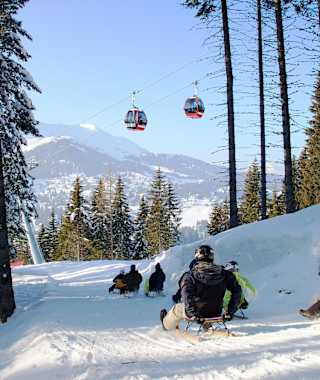 Schlitteln von Scharmoin nach Canols