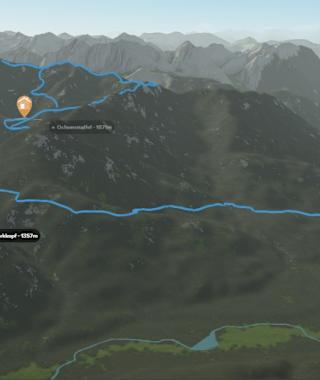 3-D-Ansicht der Skitour zur Schöttelkarspitze