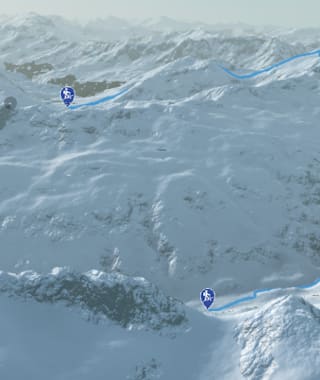 3-D-Ansicht der Skithochtour zum Pizzo Lucendro vom Gotthardpass