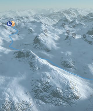 3-D-Ansicht der Skitour zur Jenatschhütte