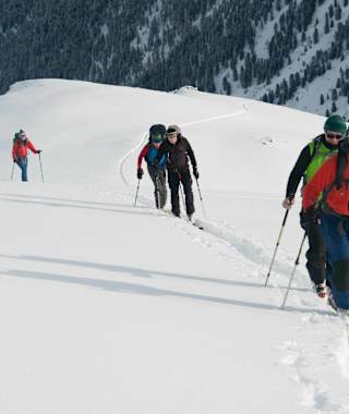 Unterwegs von der Potsdamer Hütte der Sonne entgegen