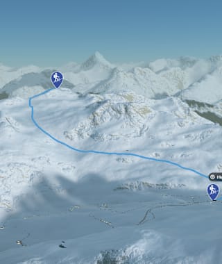 3-D-Ansicht der Skitour auf das Spitzhoreli