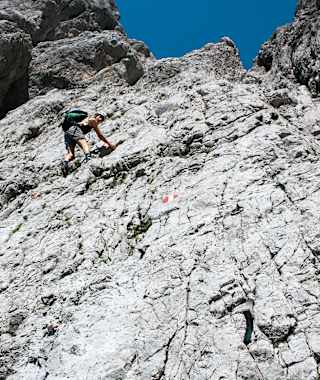 : Ackerlspitze-Normalweg – der Felsaufschwung am Niedersessel