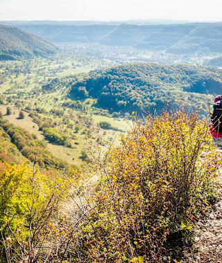 Blick vom Gelben Fels auf das Lenninger Tal