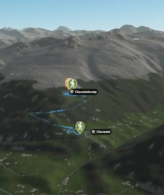 3-D-Ansicht der Wanderung zum Naturfreundehaus Davos Clavadel von Clavadel