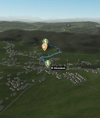 3-D-Ansicht der Wanderung zum Naturfreundehaus Hofmatt von Dürrenäsch