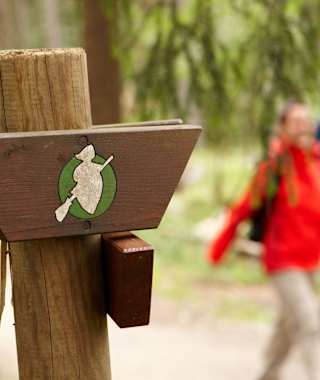 Wegeschild des Harzer-Hexen-Stieges.