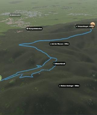 3-D-Ansicht der Wanderung von Mödling auf den Anninger