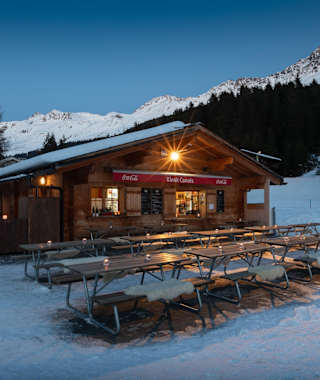 Berggnuss Kiosk Canols Lenzerheide im Winter