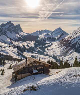 Aussicht von Chalet du Soldat im Winter