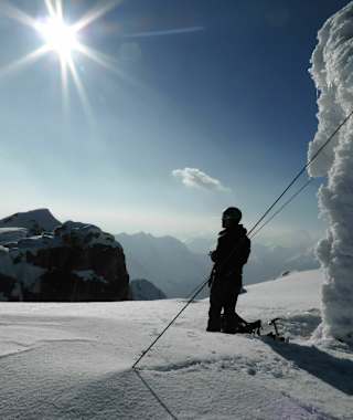 Mathias am Gipfel der abwechslungsreichsten Tour - dem Trogkofel